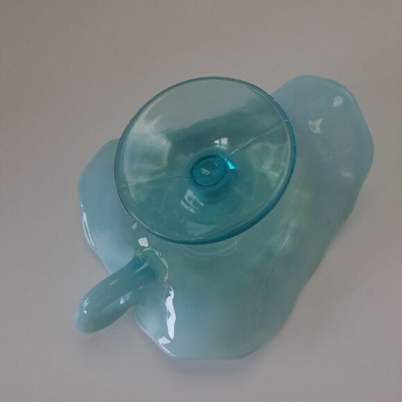 Dugan Blue Opalescent Glass Compote Dish Handle Nappy - Picture 14 of 16